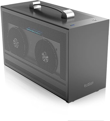 PCCOOLER CPS 2025 Mini I100 Pro Mesh GY Mini ITX Case, 7.5L, 2.7KG, 1.2mm SPCC Frame, Leather Handle, Supports SFX Power Supply, 2 GPU Slots, Enhanced Cooling Mesh, 300mm GPU, ITX Gaming Case