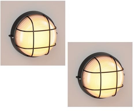 ledscom.de 2 st Fuktskyddsarmatur, källararmatur KERU, rund, svart, IP44, inkl. GX53 LED, 509lm, varmvit