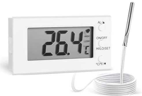 Thermomètre de Four Numérique avec Sonde -58°F à 572°F, Alarme de Température Élevée/Basse, Écran LCD, Commutateur Celsius/Fahrenheit