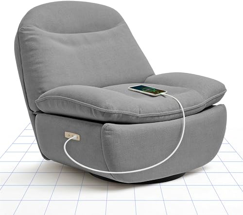FLEXISPOT Relaxsessel, XR6, Elektrischer Sessel, Schlafsessel mit USB, Drehsessel mit Rocking, Liegesessel im Wohnzimmer, Fernsehsessel mit verstellbare Rückenlehne, Ruhesessel (Grau)
