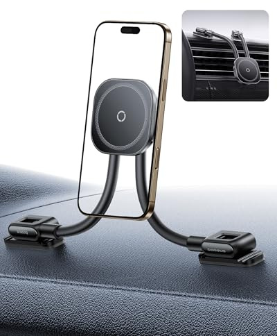 Baseus C03s Mobilhållare bilmagnet, magnetisk Magsafe mobiltelefonhållare bil med 2 flexibla armar, universell biltelefonhållare 20 N kompatibel med iPhone Samsung