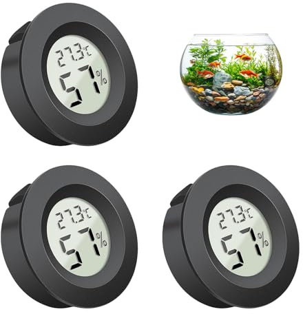 3PCS Digital Hygrometer Thermometer, Round LCD Hygrometer Black, High Accuracy Indoor Temperature & Humidity Meter Monitor for Living Room Office Mini & Compact, Celsius/Fahrenheit Conversion