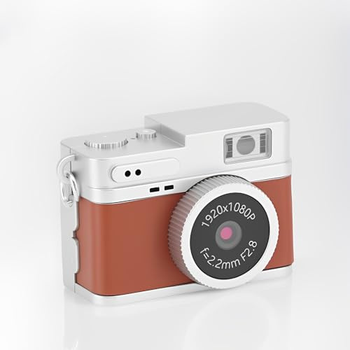 LICAEVEY Vintage Mini Digital Camera 1080p FHD - Retro TLR -stil Nyckelringskamera med 0,96 skärm, Flash och 4 Filter för Resor, Lärande, Bärbar Inspelning (Brun)