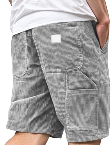Générique 2025 Velours Côtelé Short Homme Stretch Bermuda Pantalon Court Cordon de Serrage été Casual Chino Corduroy Shorts avec Cargo Poches