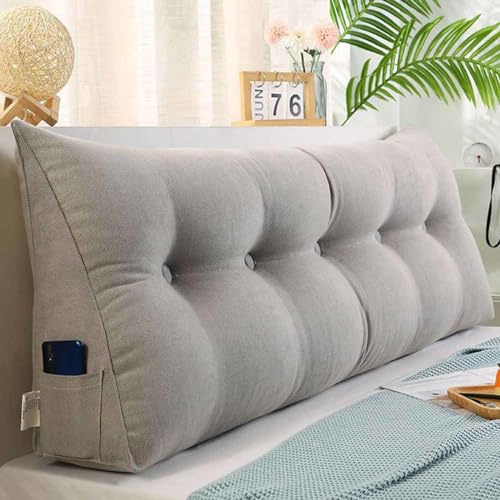 Cojín triangular para respaldo de sofá y cama, cabecero, almohada de cuña para respaldo, 120 x 20 x 50 cm, perfecto para cama individual y sofá, comodidad y diseño elegante tapizado