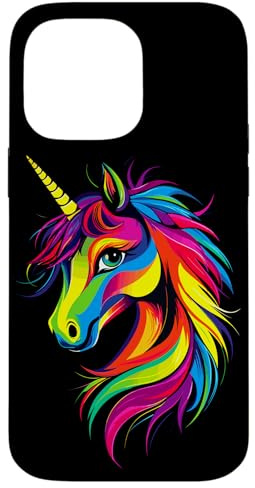Licorne Coloré Arc-en-Ciel Cavalière Chevaux Équitation Coque pour iPhone 14 Pro Max