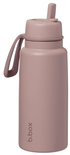 b.box Insulated Flip Top Drink Bottle, Triple Layer Stainless Steel, Keeps Drinks Cold up to 46 Hours, Leak-Proof Lid with Stainless Steel Straw, Ideal for Travel, Sports, BPA Free, 1L