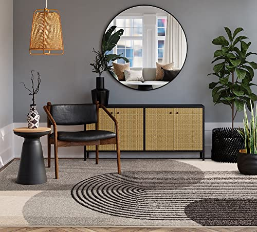 Lord of Rugs Living Room Rug Geometric Bedroom Dining Room Home Office Kitchen Area Rug Grey Retro Small 80x150 cm (2'6x5')