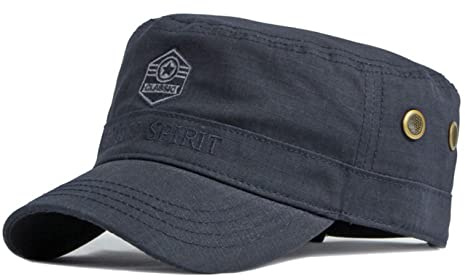 CHENNUO Herr militär armékeps klassisk militär stil platt topp basebollkeps vandring sport keps, blå, 56/60