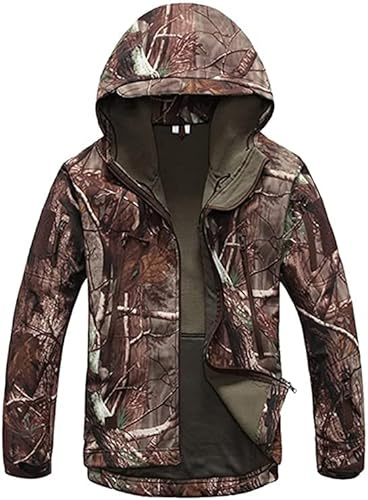 FENG Taktisk jacka herr Softshelljacka Militär kamouflagejacka Vattentät Softshell Fleece höst vinterjacka (Gray,XS)