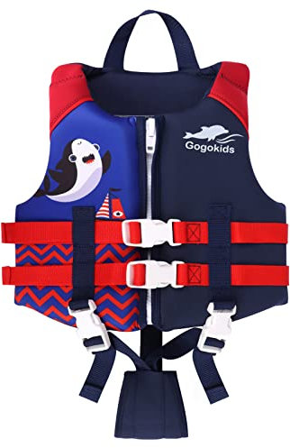Gogokids Kinder Schwimm Weste Auftriebsweste - Schwimmjacke Bademode Jungen Mädchen beginnen zu Schwimmender Badeanzug, BLAU, M