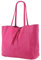 SH Leder ® Damen Echt Rindleder Shopper in Querformat mit Innentasche in vielen Farben Schultertasche Henkeltasche 30x37cm Maja G514 (Pink)