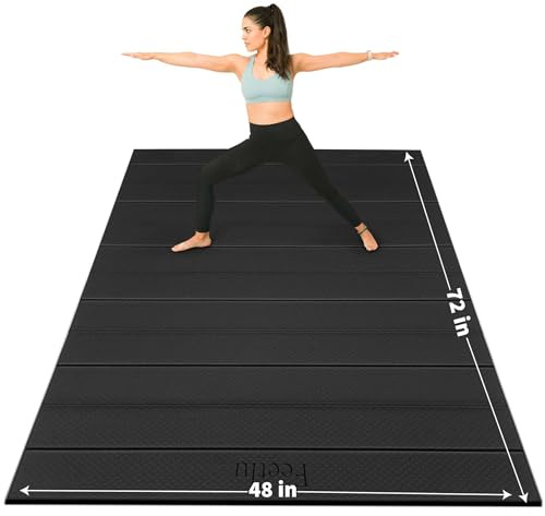 Feetlu Foldable Large Yoga Mat: Extra 1/4 Inch Thick Workout Mat for Home Gym and Travel - Anti-Slip Folding Exercise Mat for Yoga, Pilates, and More