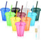 NUZEKY Reusable Plastic Cups with Straws & Lids: 16oz 10Pcs Cold Iced Coffee Drinking Cup Colorful Straw Tumblers Bulk - Cute Durable Travel Party Cup for Adults