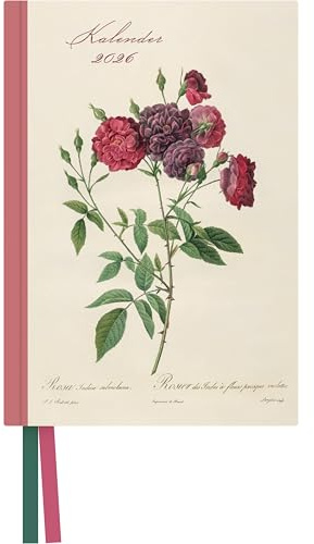DUMONT - Redoutés Rosen Taschenkalender 2026 – Terminplaner mit Wochenkalendarium – 11 x 16 cm – Blumen-Design mit Rosen von P.J. Redouté
