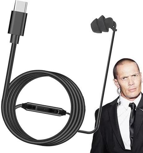 Yiohejy Auriculares intrauditivos de un solo lado, mono con cable, auriculares intrauditivos de una sola cara, cancelación de ruido con tapón de silicona tipo C o 3.5 mm para desplazarse