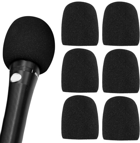 6 Stück Mikrofon Windschutz, Popschutz Mikrofon Windschutz, Staubdicht und Antibakteriell Mic Foam Cover, Mikrofonabdeckung für KTV, Bühnenperformance, Familienfeier, Outdoor-Aktivitäte (Schwarz)