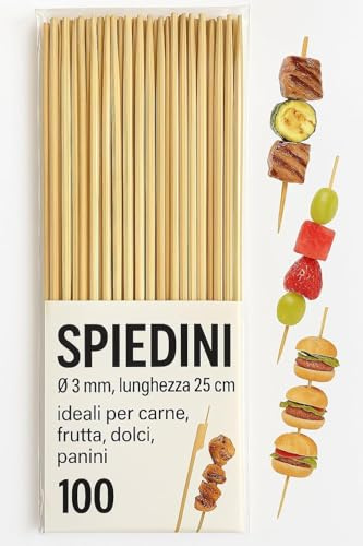 1000 Stück Holzspieße 20 cm x 3 mm - lange Spieße für Fleisch, Obst, Süßigkeiten, Sandwiches, Grill und Fingerfood - natürlich, langlebig, Einweg, umweltfreundlich (1000)