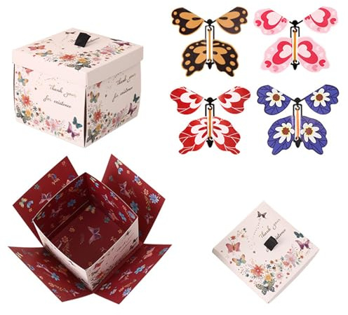 KASESSS Explosion Gift Box with Butterfly Fluttering, Creative Exploding Gift Box, Butterfly Surprise box, DIY Explosion Gift Boxes for Anniversary, Birthday, Valentine's Day and Wedding