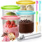 Ninja CREAMi Deluxe Tubs 4 Pack, 24oz Replacement Pint Containers with Colour Lids, Compatible with NC500 NC501 UK Series Ice Cream Makers, Includes 4 Spoons, 1 Aluminium Scoop & 1 Cup Brush