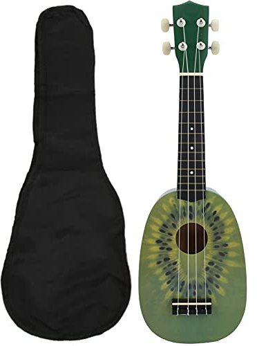 Mtlavishness 21Inch Basswood ukulele med tropisk fruktdesign Bär väska för barnstudenter Börjare Lätt Nylonsträngar Ställ in pinnar (Kiwifrukt)