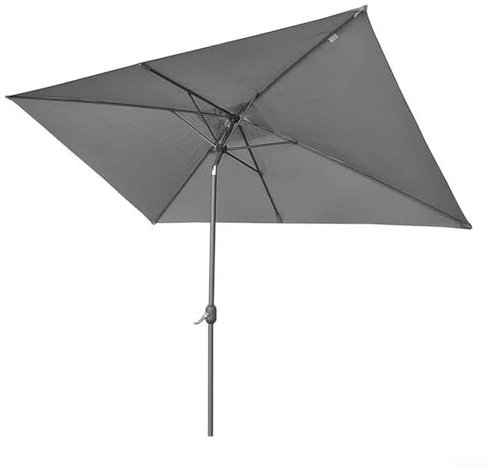 JoyousMall Parasol rectangulaire avec bouton-poussoir d'inclinaison, parasol de table d'extérieur avec manivelle, pare-soleil en polyester pour jardin, terrasse, cour, 2 x 3 m, gris