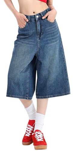 Pantalones de mezclilla holgados para mujer, pantalones cortos de mezclilla de cintura media y baja, pantalones cortos de verano para la calle