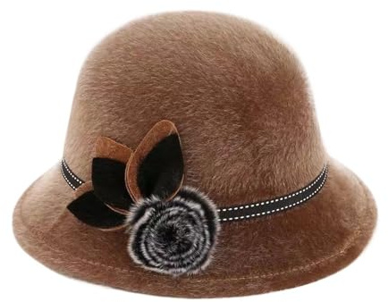 XUCZHAI kvinnor höst vinter handfat hatt mink hår plommonhattar vintage elegant brun fiskare bröllop kyrka jazz keps