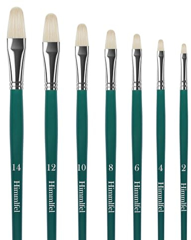 Himmlfel Set de Pinceles de Filbert, 7 Pinceles de Filbert con cerdas de Cerdo para Pintura al óleo, acrílica y Gouache