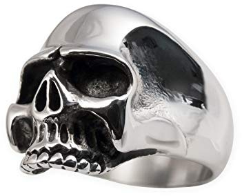 Fly Style Totenkopf Ring aus 316L Edelstahl - Skull Gothic Schmuck - Größe: 24.9 mm