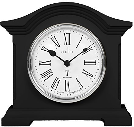 Acctim Black Quartz Battery Radio Controlled Mantle Mantel Clock - Chesterfield 77163