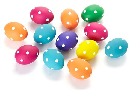 HEITMANN DECO Ostereier-Set - 24 Kunststoff Ostereier Bunt Weiß Gepunktet Farben - Zum Aufhängen