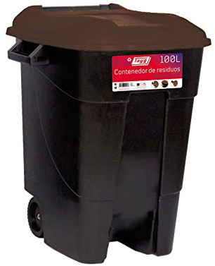 Tayg Eco - Avfallsbehållare 100 liter med svart bas och brunt lock