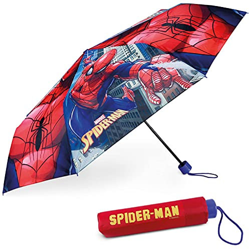 Regenschirm Kinder Spiderman - BONNYCO | Regenschirm Sturmfest mit Verstärkter Struktur - Klappschirm mit für Tasche, Rucksack oder Reise | Taschenschirm Kinder Jungen Klein - Geschenke für Jungen