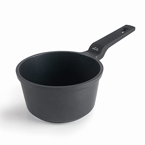 Lacor - 25164 - Cazo Mini de Aluminio Fundido 100% libre PFOA, Antiadherente bicapa, Apto para Inducción, Mango ergonómico, Ø 14 x 8cm, Negro