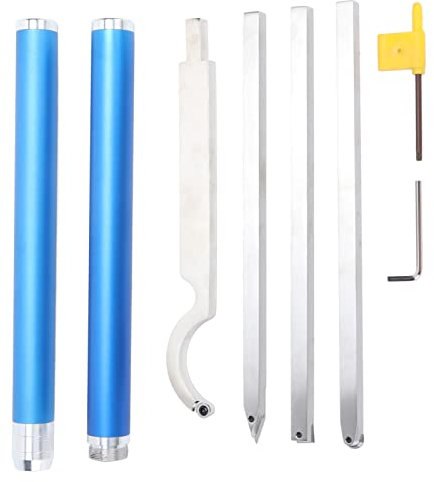 Outil de tournage sur bois, 8 pcs inserts en carbure de tungstène longueur réglable poignée en alliage d'aluminium tour outil de tournage outil de tournage du bois portable