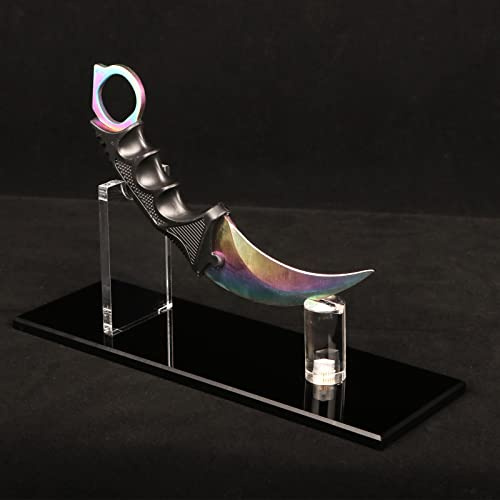 Soporte para cuchillos y expositor de acrílico para una sola casa, supervivencia, táctico, decoración de cuchillos al aire libre (negro, 1 juego)