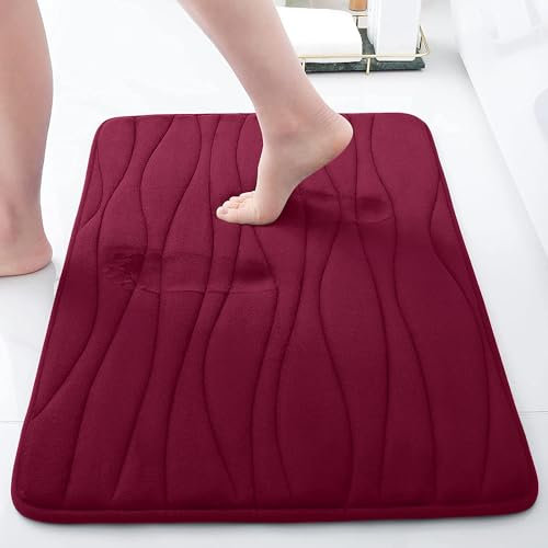 Homaxy Memoryschaum Badezimmerteppich Weich Badematte rutschfest Badteppich Saugfähige Badvorleger Waschbar Duschvorleger - Weinrot, 40 x 60 cm