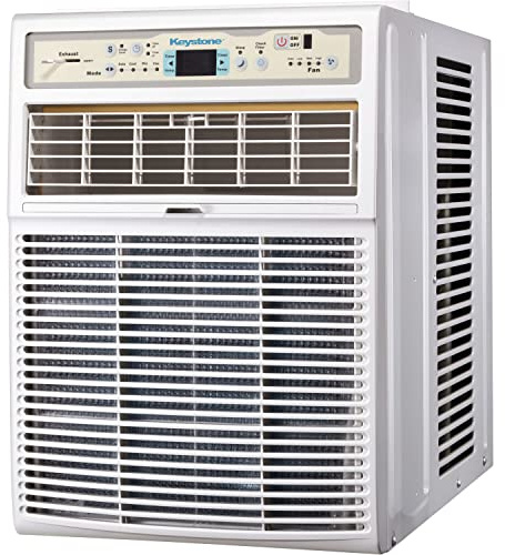 Keystone 10,000 BTU Slider Window Air Conditioner and Dehumidifier, 115V Air Conditioner Window Unit for Bedroom, Living Room, and Small-Medium Sized Rooms up to 450 Sq.Ft, 4-Way Air Direction Control