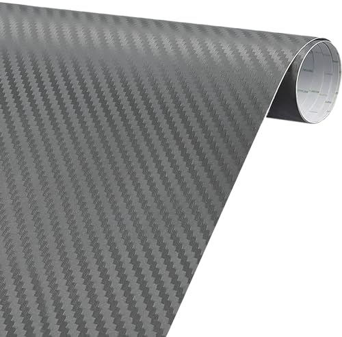 Arespark 6D Pellicola Adesiva di Carbonio,Adesivo Moto Impermeabile, Car Stickers Pellicola in Vinile in Fibra per Moto, Auto, Computer, Decorazione di Mobili (150 X 30cm, Grigio)