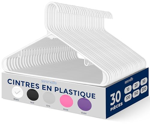 SereneLife Set di 30 Grucce Appendiabiti in Plastica, Antiscivolo, Stampelle Armadio Salvaspazio e Appendiabiti Ultra Sottili per Camicie, Maglioni, Felpe e Abiti