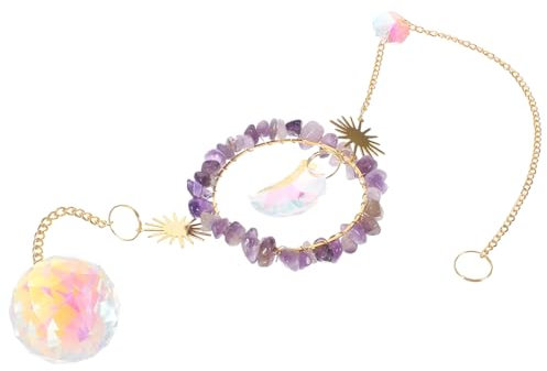 HAKIDZEL Atrapasueños De Luna De Cristal Adorno Colgante para Ventana Decoración De Jardín para Mujer Atrapasol De Cristal Colgante De Prisma para Casa Obsequio De Inauguración Casa