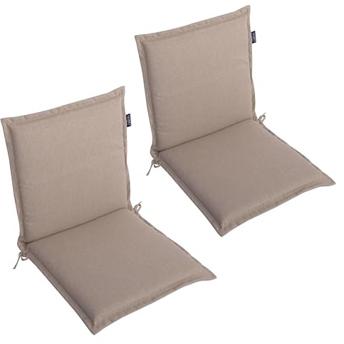 LILENO HOME Gartenstuhl Auflagen als [2er Set - Niedriglehner] in Taupe - Bequeme Liegen als Sitzauflagen für Gartenmöbel - Stuhlkissen für Gartenstühle und Klappstühle Malt