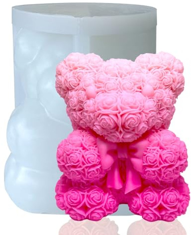 Rosenbjörn silikonform silikonformar gjutformar ljusformar 3D björn för ljus alla hjärtans dag födelsedagspresent praliner fondant-tårtdekoration