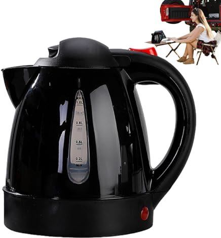 Hervidor de Agua para Coche, Caldera de Agua para Hervidor de Coche 12V - Tanque interior de acero inoxidable, Hervidor eléctrico de viaje para automóvil 1L | Hervidor eléctrico de calentamiento rápid
