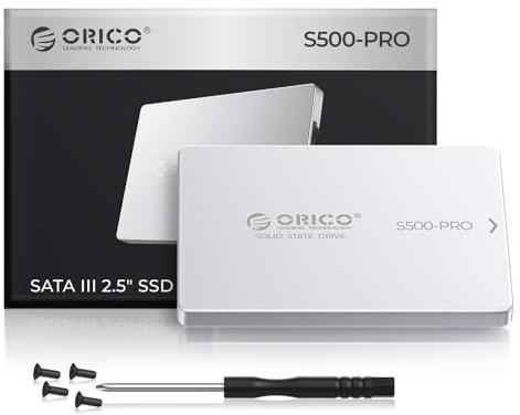 ORICO SSD SATA 512Go, SSD 2.5 Interne, Jusqu'à 500MB/s, 3D NAND SATA III Disque SSD avec Coque en Aluminium, pour Desktop Laptop PS4 NAS DIY External Drive - S500PRO