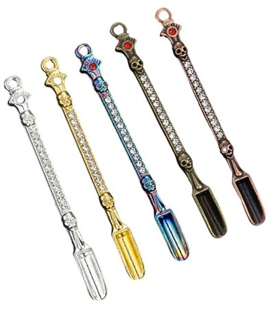 Mini cucchiai in polvere, 5 pezzi, mini cucchiai in lega di zinco, paletta, mini cucchiaio, piccolo scheletro spoon con diamante, per medicina, spezie, sabbia, sali, forniture da cucina