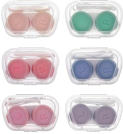 Yuanchu 6Pcs Colorful Contact Lens Cases, Portable Mini Contact Case Travel Set with Tweezers Remover Tool Small Contact Box for Outdoor Home Office Dormitory Daily Use