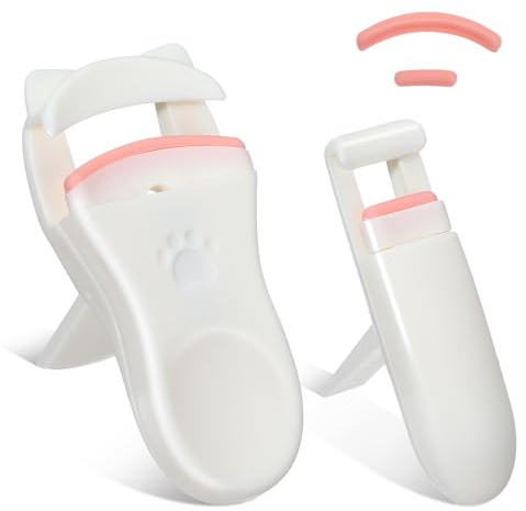 Oruola 2 Pieces Mini Eyelash Curler,Portable Eyelash Curler for Travel,Professional Lash Lift Tool with Corner Curler for Kids Eyelashes,Long-Lasting Curling, Lightweight ABS Material,Beige