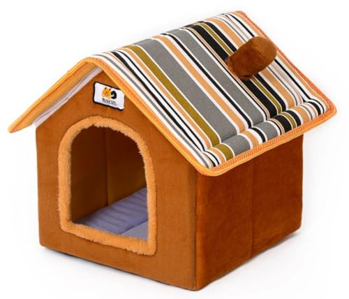 Dog House Cute Indoor Puppy Cave Cat Nest with Removable and Washable Cushion Plush Kennel Pet Bed